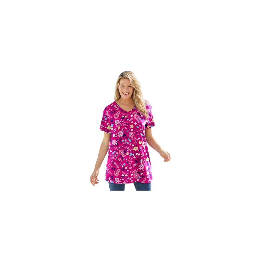Woman Within VNeck raspberry sorbet floral size 3x 30/32
NWOT